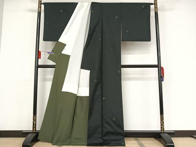 平和屋着物○本場染大島紬 丸文 縞 正絹 逸品 AABA4523np