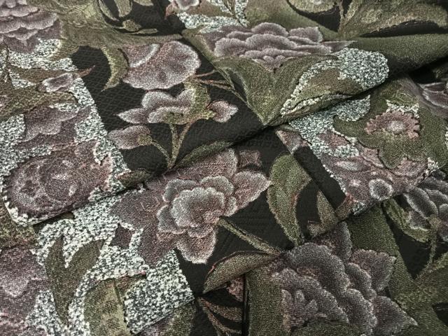 平和屋着物●上質な小紋　更紗花文　黒地　正絹　逸品　AABA4526np