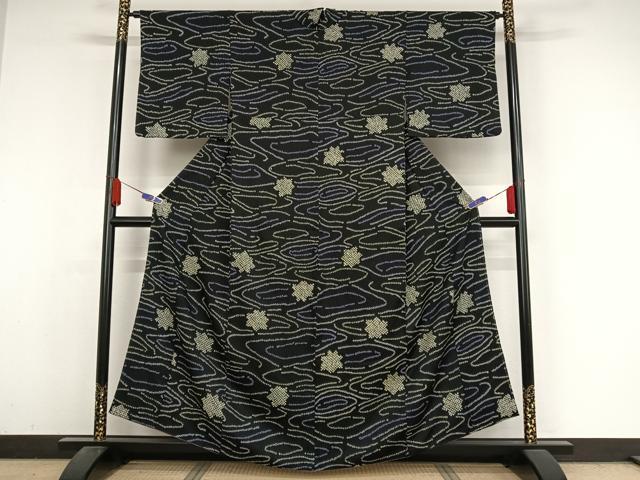 平和屋着物●上質な小紋　絞り　竜田川　正絹　逸品　AABA4530np