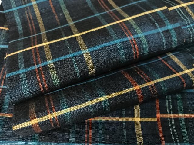 平和屋着物●上質な紬　格子　正絹　逸品　AABA4539np
