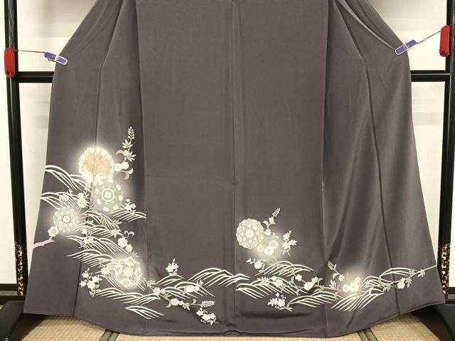 平和屋着物○色留訪問着 駒刺繍 正倉院花文 鶴