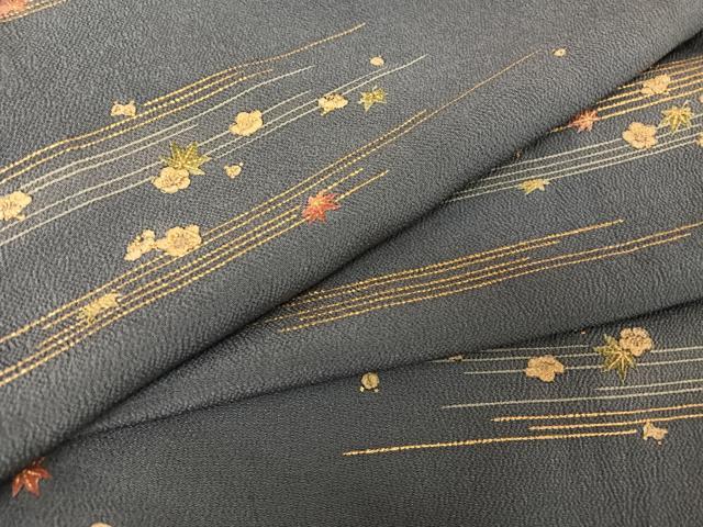 平和屋着物●上質な小紋　吹寄せ文　金彩　鬼しぼ縮緬　正絹　逸品　AABA4560np