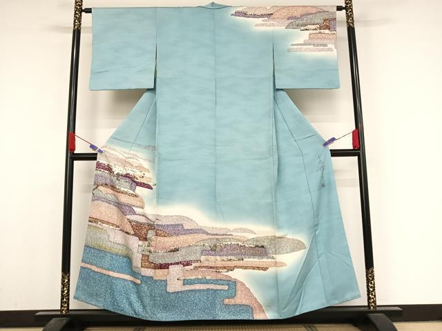 平和屋着物●中嶋博司　訪問着　抽象文様　金彩　正絹　逸品　AABA4562np 平和屋着物○中嶋博司 訪問着 抽象文様 金彩 正絹 逸品 AABA4562np 平和屋