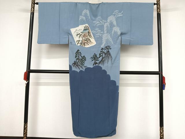 平和屋着物○男性 黒紋付 羽織・長襦袢(袷)・行灯袴 4点セット 正絹 