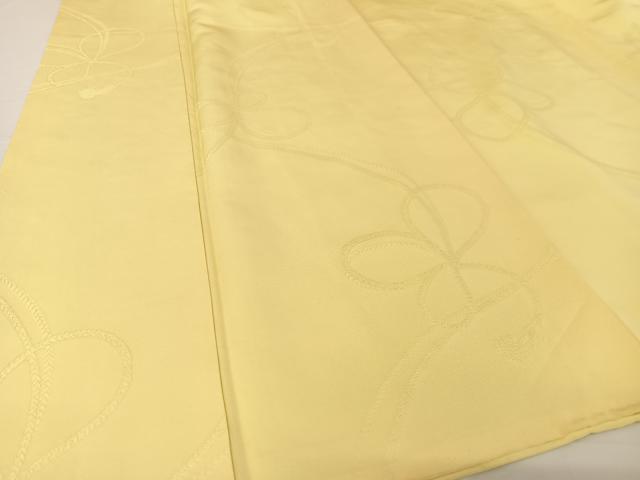 平和屋着物○上質な色無地 組紐地紋 淡黄色 正絹 逸品 AABA4569np