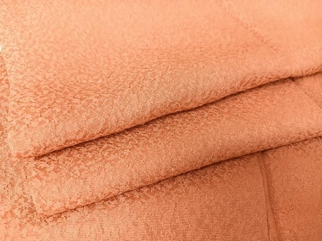 平和屋着物●上質な色無地　紋意匠　甚三紅色　正絹　逸品　AABA4573np