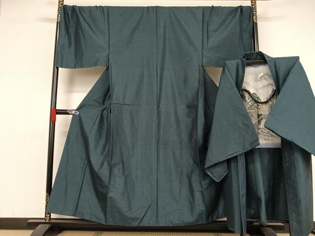 平和屋着物●男性　紬　アンサンブル　亀甲絣　正絹　逸品　AABA4585np