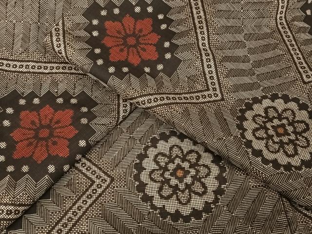 平和屋着物●本場大島紬　龍郷絣　正絹　逸品　AABA4599np