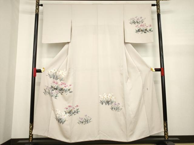 平和屋着物●訪問着　友禅作家物　草花文　正絹　逸品　AABA4616ck