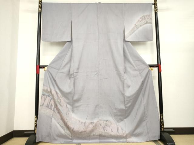 平和屋着物●訪問着　紬地　霞文　正絹　逸品　AABA4629ck
