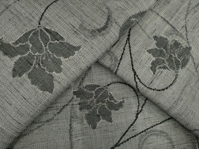 平和屋着物●上質な紬　花唐草文　正絹　逸品　AABA4662ck