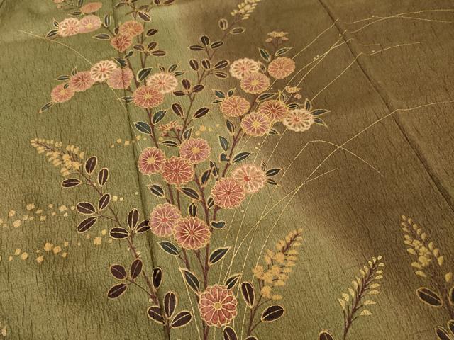 平和屋着物○訪問着 草花文 暈し染め 金彩 正絹 逸品 未使用