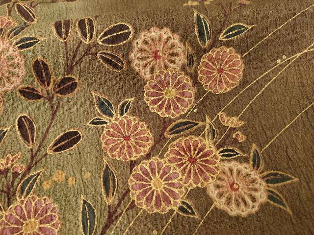 平和屋着物●訪問着　草花文　暈し染め　金彩　正絹　逸品　未使用　AABA4665ck 平和屋着物○訪問着 草花文 暈し染め 金彩 正絹 逸品 未使用