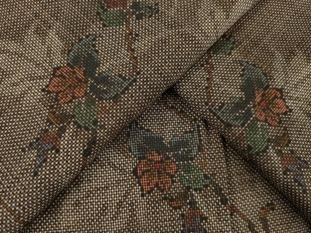 平和屋着物●本場大島紬　一元7マルキ　枝花文　正絹　逸品　AABA4805ck