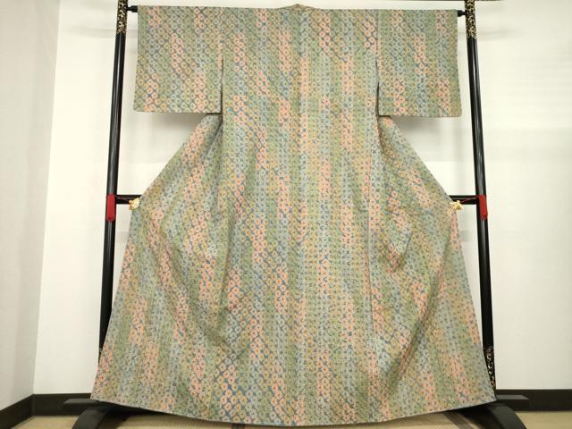 平和屋着物●上質な紬　絞り　鹿の子文様　正絹　逸品　AABD1095ck 平和屋着物○上質な紬 絞り 鹿の子文様 正絹 逸品 AABD1095ck