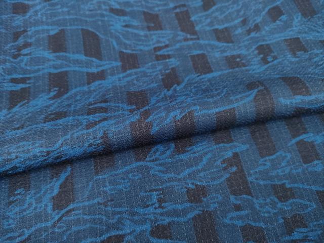 平和屋着物○男性 小紋 立波文 キングサイズ 洗える着物 未使用 AABA4830ck