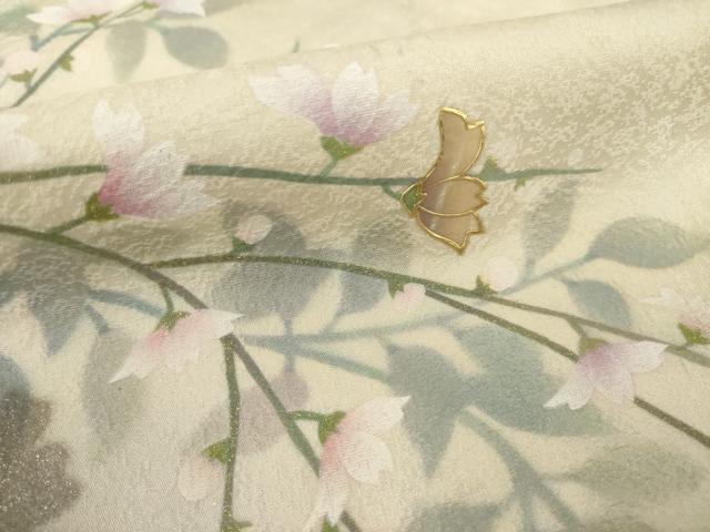 平和屋着物○訪問着 作家物 螺鈿 枝花文 暈し染め 金銀