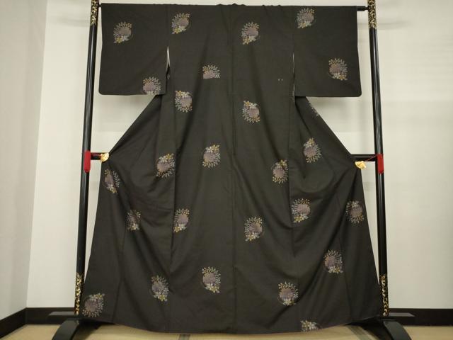 平和屋着物○本場大島紬 雪輪唐草文 正絹 逸品 未使用 CAAS9345th