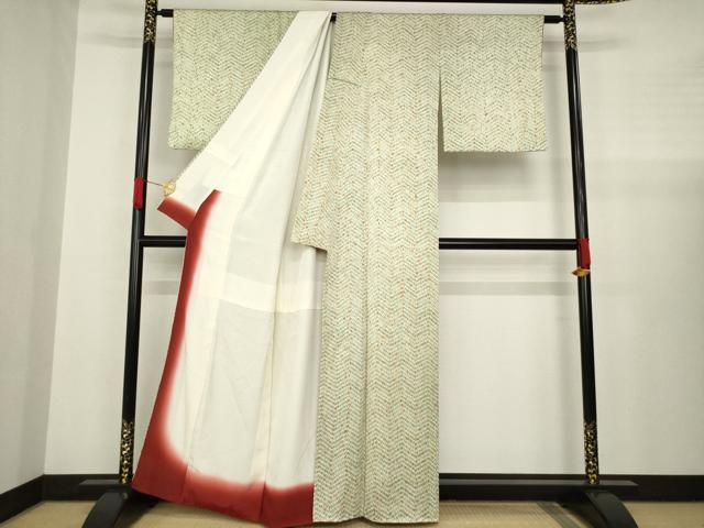 平和屋着物●名門　藤娘きぬたや・杢目絞り　小紋　正絹　逸品　AABA4858ck 平和屋着物○名門 藤娘きぬたや・杢目絞り 小紋 正絹 逸品