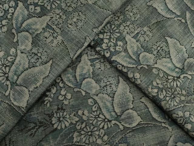 平和屋着物●本場大島紬　カタス9マルキ　花蝶間道　正絹　逸品　AABA4871ck