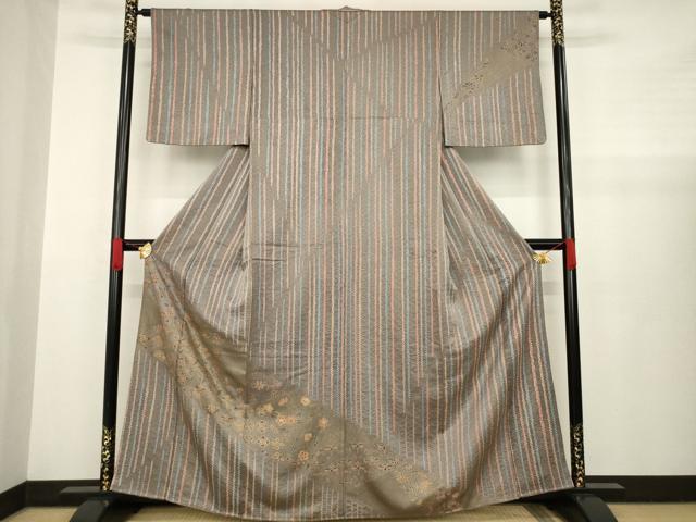 平和屋着物●訪問着　絞り　更紗花唐草文　金彩　正絹　逸品　AABA4876ck