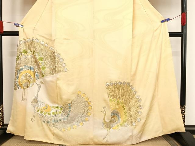 平和屋着物●訪問着　総刺繍　孔雀文　暈し染め　金銀糸　正絹　逸品　AABH4565ck_2