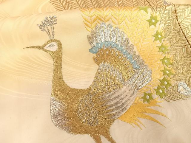 平和屋着物●訪問着　総刺繍　孔雀文　暈し染め　金銀糸　正絹　逸品　AABH4565ck_7