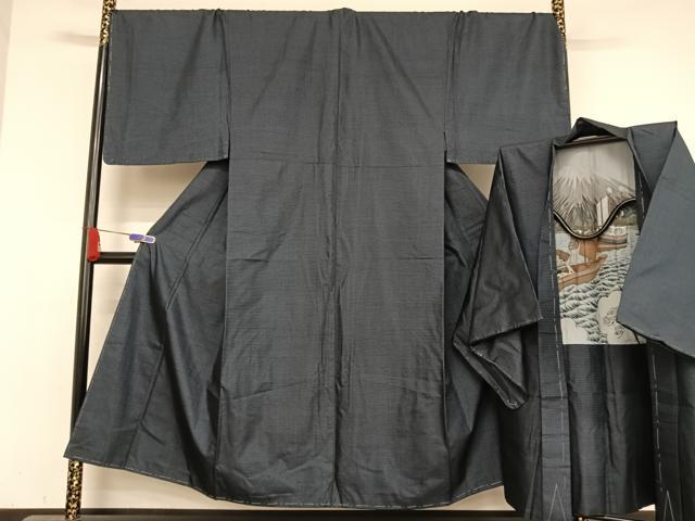 平和屋着物●男性　本場大島紬　アンサンブル　100亀甲　総詰め　キングサイズ　正絹　逸品　未使用　AABA4941np