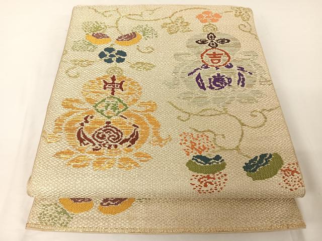 平和屋着物●龍村平蔵製　六通柄　本袋帯　万代吉祥瓢錦　正絹　逸品　AABA4971np