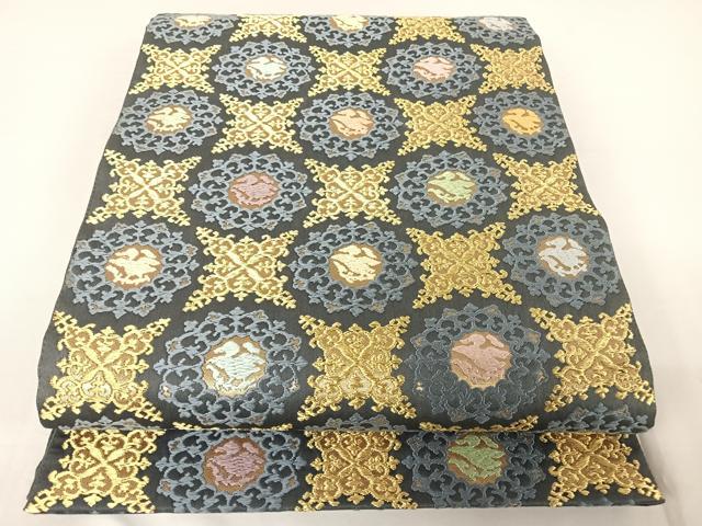 平和屋着物●皇室・伊勢神宮御用　御御帯　山口美術織物　山口弘躬監修　六通柄袋帯　鴛鴦華文　金糸　正絹　逸品　AABA4972np
