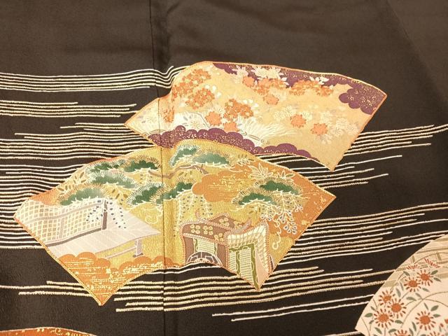 平和屋着物○創業460年・千總 黒留袖 駒刺繍 地紙草花