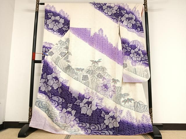 平和屋着物●豪華振袖　総絞り　流水花文　正絹　逸品　AABA5005np