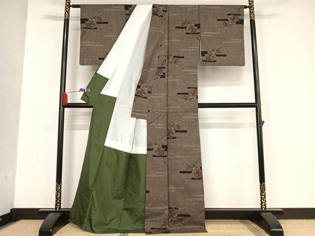 平和屋着物○本場大島紬 一元絣 枝花文 正絹 逸品 AABA5015np