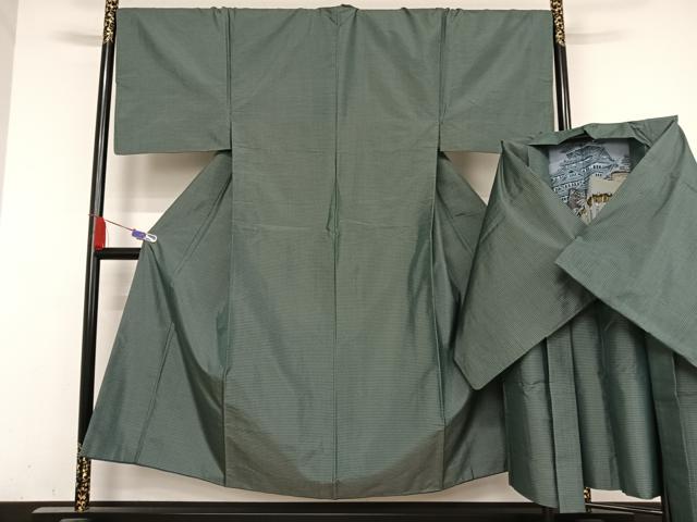 平和屋着物●男性　本場大島紬　アンサンブル　亀甲絣　正絹　逸品　AABA5031np