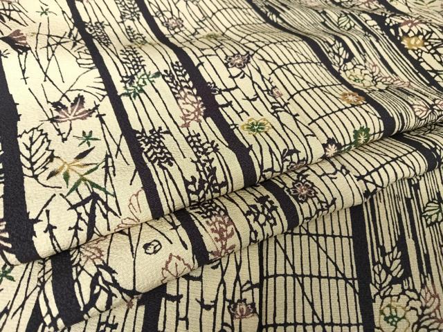 平和屋着物●上質な小紋　型染め　花間道　正絹　逸品　AABA5051np