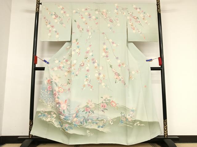 平和屋着物●本加賀友禅作家　野崎徳勝　訪問着　鴛鴦枝花文　正絹　逸品　AABA5060np