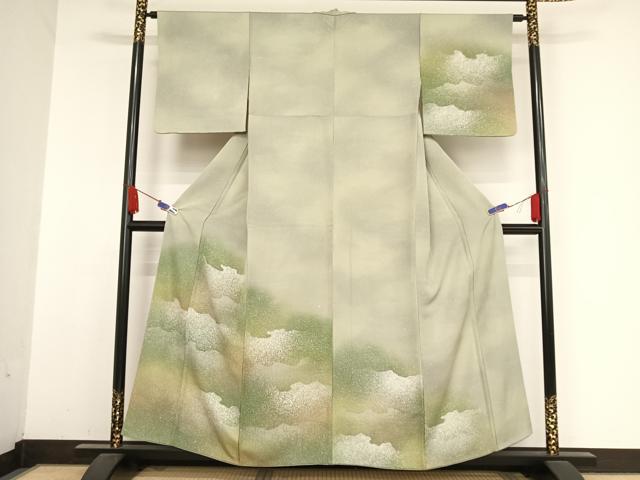 平和屋着物●訪問着　霞文　暈し染め　正絹　逸品　AABA5072np