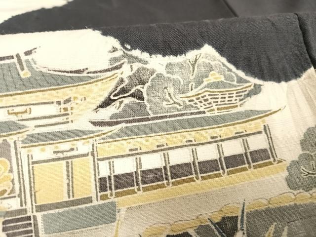 平和屋着物○訪問着 紬地 絞り 名寺 金閣寺 銀閣寺 正絹 逸品 AABA5078np