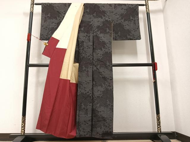 平和屋着物○本場大島紬 花蝶文 正絹 逸品 AABA5204ph