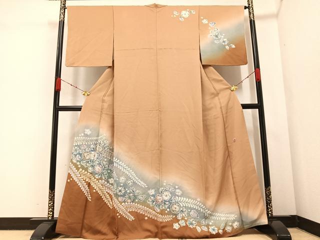 平和屋着物●訪問着　作家物　辻が花　絞り　暈し染め　銀通し地　さが美扱い　正絹　逸品　AABA5208ph