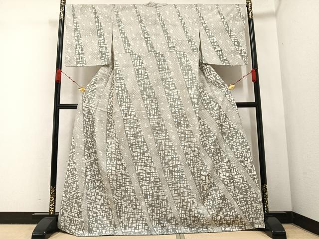 平和屋着物●訪問着　紬地　幾何学文様　正絹　逸品　AABA5233ph