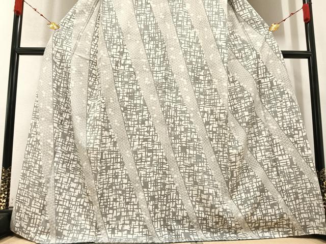 平和屋着物○訪問着 紬地 幾何学文様 正絹 逸品 AABA5233phの通販はau