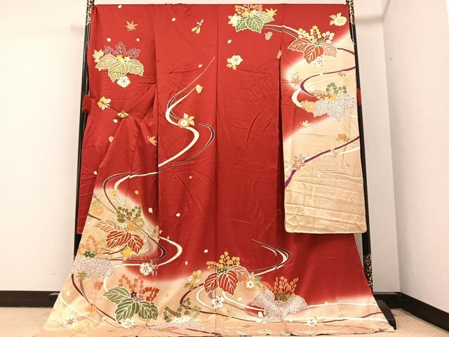 平和屋着物●創作きもの美の花　振袖　駒刺繍　桐　暈し染め　金彩　トキワ商事　上代68万　仮絵羽　逸品　未使用　AABA5249ph