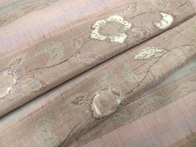 平和屋着物●小千谷紬　花唐草文　正絹　逸品　AABA5261ph