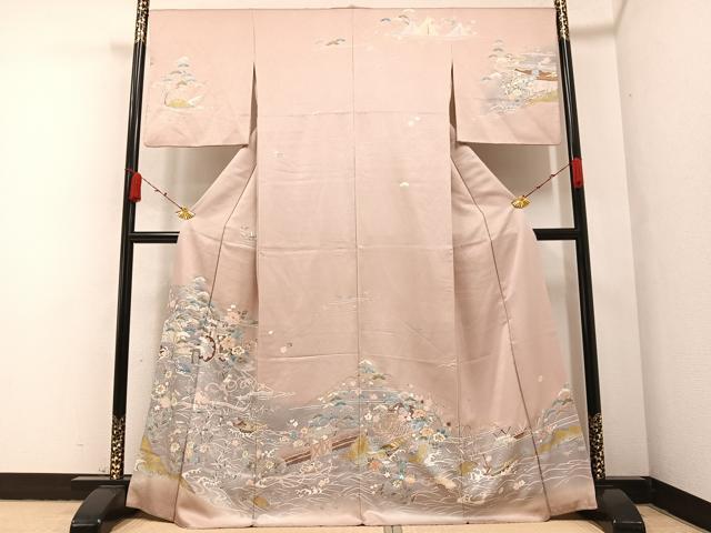 平和屋着物●訪問着　御所車草花文　金彩　正絹　逸品　AABA5262ph