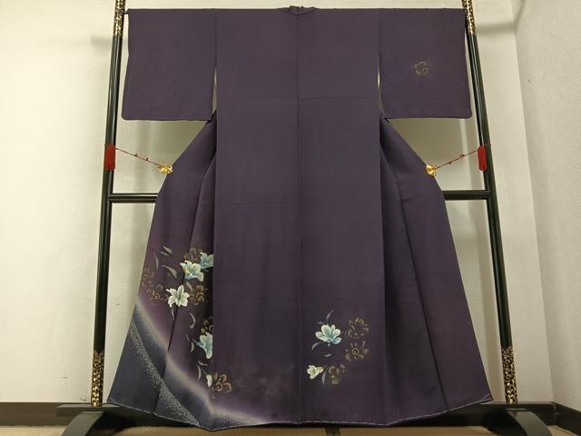 平和屋着物●訪問着　手描き　草花文　暈し染め　金彩　正絹　逸品　AABA5266ph