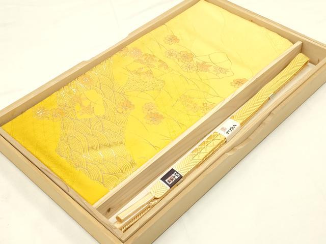 平和屋着物●和装小物　帯締め・帯揚げセット　笹浪組　立波色紙花文　暈し染め　金糸　金彩　逸品　未使用　AABA528