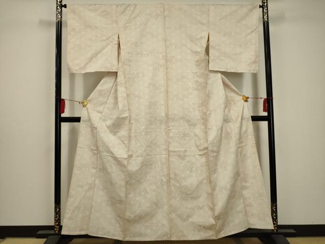 平和屋着物▽上質な紬　単衣　麻の葉文様　正絹　逸品　AABA5483sx