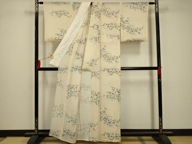 平和屋着物＊夏物　小紋　絽　草花文　正絹　逸品　AABA5524sx_1