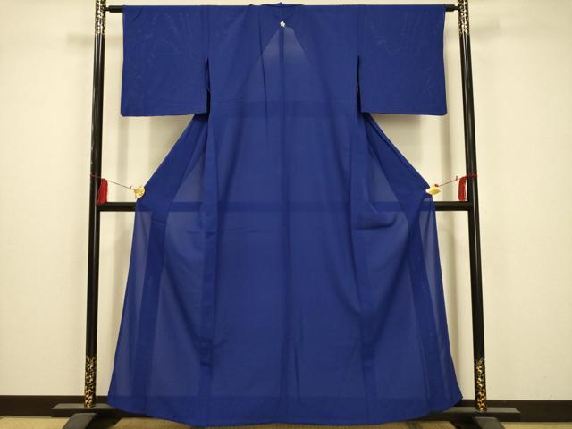 平和屋着物＊夏物　色無地　絽　瑠璃紺色　正絹　逸品　AABA5532sx